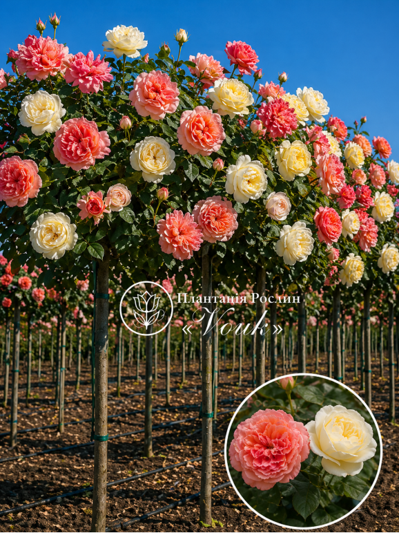 Саджанці троянди Августа Луїза / Ведінг Піано на штамбі